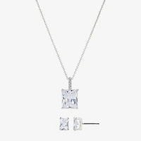 Sparkle Allure Womens Crystal Pure Silver Over Brass Rectangular 2-pc. Jewelry Set