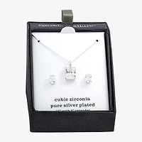 Sparkle Allure Womens Crystal Pure Silver Over Brass Rectangular 2-pc. Jewelry Set