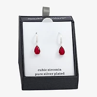 Sparkle Allure Womens Red Crystal Pure Silver Over Brass Pear Drop Earrings