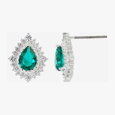 Sparkle Allure Green Crystal 14.4mm Pear Stud Earrings