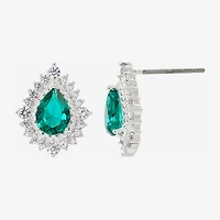 Sparkle Allure Green Crystal 14.4mm Pear Stud Earrings