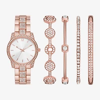 Ladies Boxed Sets Womens Crystal Accent Rose Goldtone 5-pc. Watch Boxed Set Fmdjset340