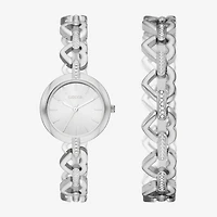 Geneva Womens Crystal Accent Silver Tone 2-pc. Watch Boxed Set Fmdjset074