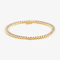 Mens 14K Gold 9 Inch Hollow Curb Chain Bracelet