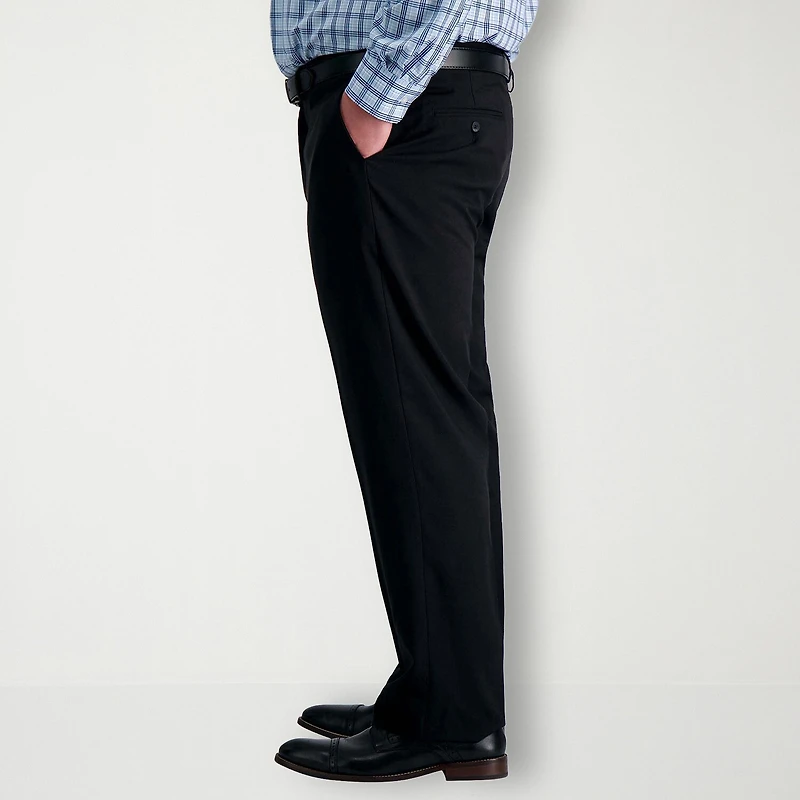 Haggar Premium Comfort Mens Waistband Straight Fit Big and Tall Dress Flat Front Pant