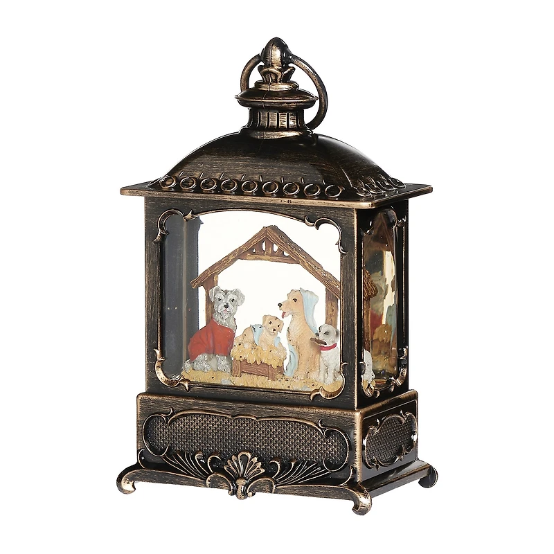 Roman 8.75" Led Canine Lantern Lighted Christmas Tabletop Decor