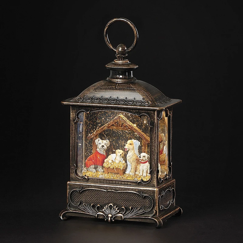 Roman 8.75" Led Canine Lantern Lighted Christmas Tabletop Decor
