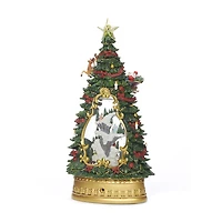 Roman 13.5" Led Village Tree & Church Lighted Christmas Tabletop Decor