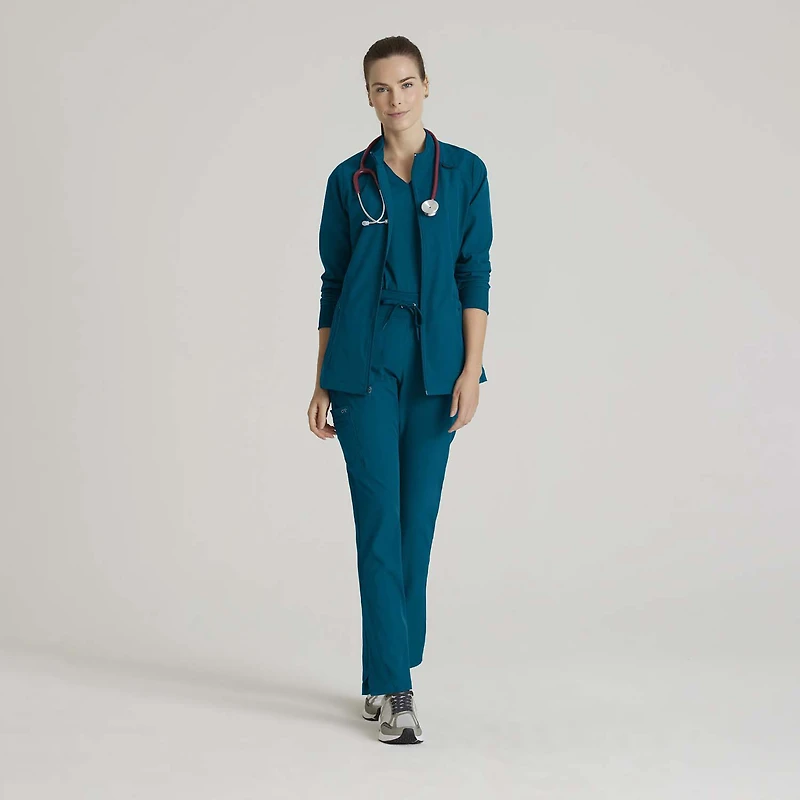 Barco One Bow894 Venture 4-Pocket Banded Collar Warm-Up Womens Wrinkle Resistant Scrub Jackets