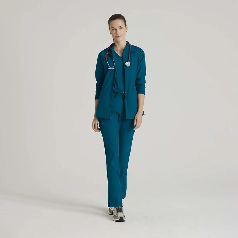 Barco One Bow894 Venture 4-Pocket Banded Collar Warm-Up Womens Plus Tall Wrinkle Resistant Scrub Jackets