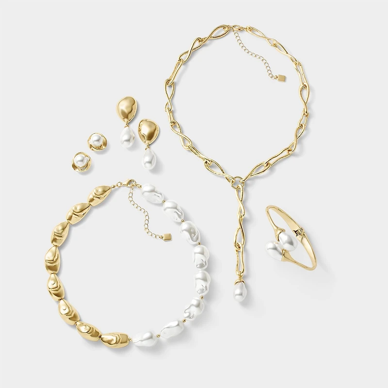 Worthington Gold Tone Womens Simulated Pearl Drop Earrings