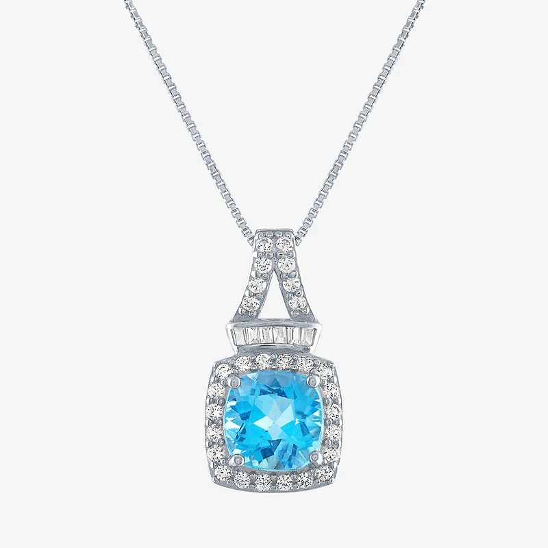 Womens Genuine Topaz Sterling Silver 18 Inch Pendant Necklace