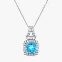 Womens Genuine Topaz Sterling Silver 18 Inch Pendant Necklace