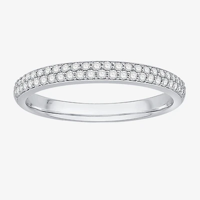Micro Pave Womens 2MM 1/4 CT. T.W. Natural White Diamond 10K Gold Anniversary Wedding Band