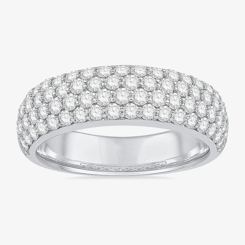 Micro Pave Womens 5.5MM 1 1/2 CT. T.W. Natural White Diamond 10K Gold Anniversary Wedding Band