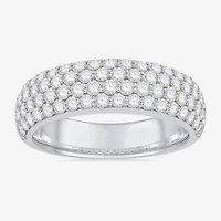 Micro Pave Womens 5.5MM 1 1/2 CT. T.W. Natural White Diamond 10K Gold Anniversary Wedding Band