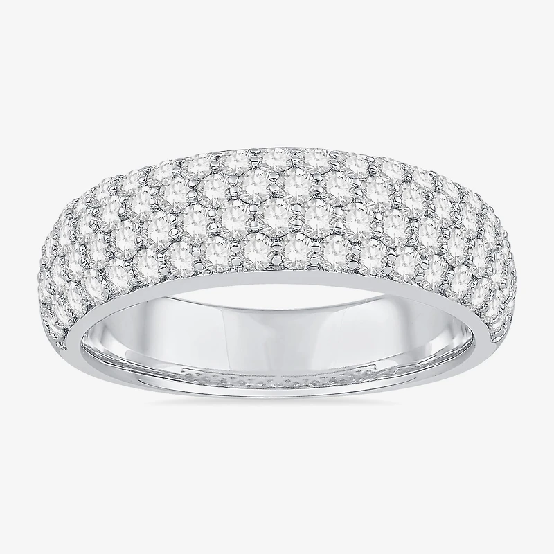 Micro Pave Womens 5.5MM 1 1/2 CT. T.W. Natural White Diamond 10K Gold Anniversary Wedding Band