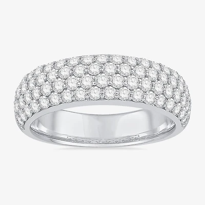 Micro Pave Womens 5.5MM 1 1/2 CT. T.W. Natural White Diamond 10K Gold Anniversary Wedding Band