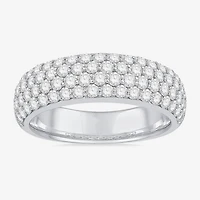 Micro Pave Womens 5.5MM 1 1/2 CT. T.W. Natural White Diamond 10K Gold Anniversary Wedding Band