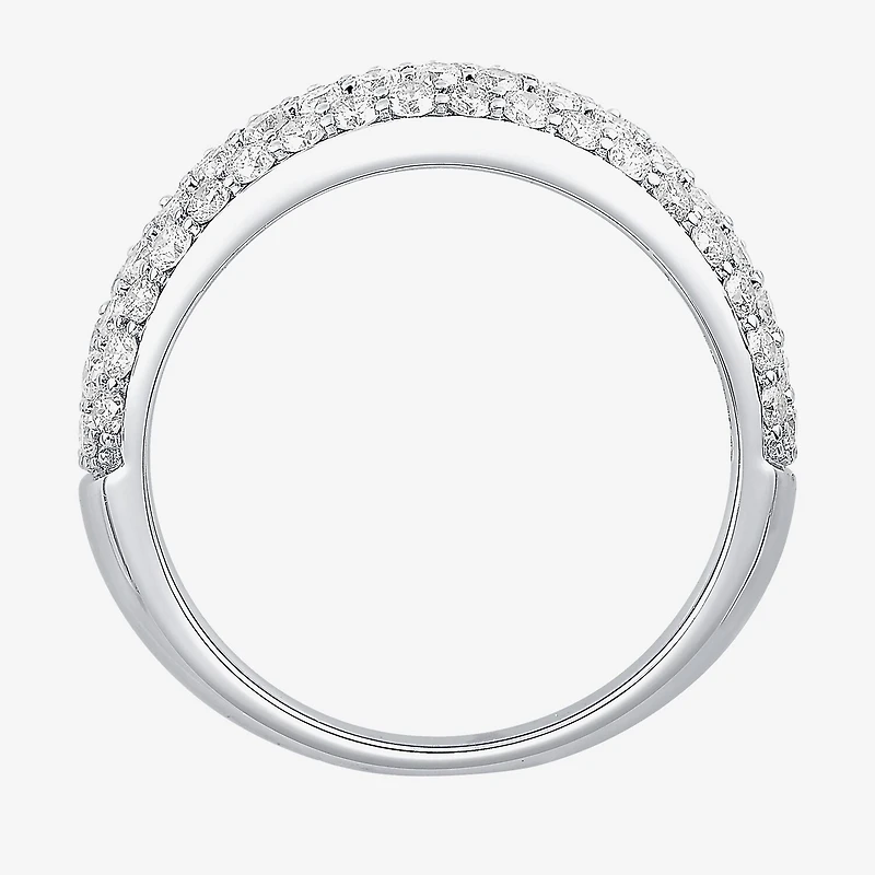 Micro Pave Womens 5.5MM 1 1/2 CT. T.W. Natural White Diamond 10K Gold Anniversary Wedding Band