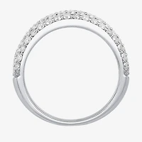 Micro Pave Womens 5.5MM 1 1/2 CT. T.W. Natural White Diamond 10K Gold Anniversary Wedding Band