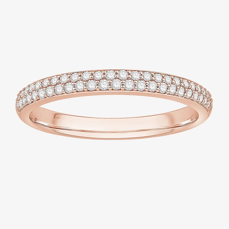 Micro Pave Womens 2MM 1/4 CT. T.W. Natural White Diamond 10K Gold Anniversary Wedding Band