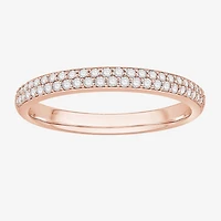 Micro Pave Womens 2MM 1/4 CT. T.W. Natural White Diamond 10K Gold Anniversary Wedding Band