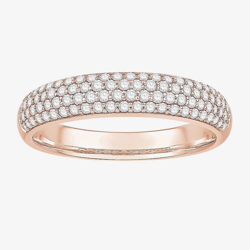 Micro Pave Womens 4MM 1/ CT. T.W. Natural White Diamond 10K Gold Anniversary Wedding Band