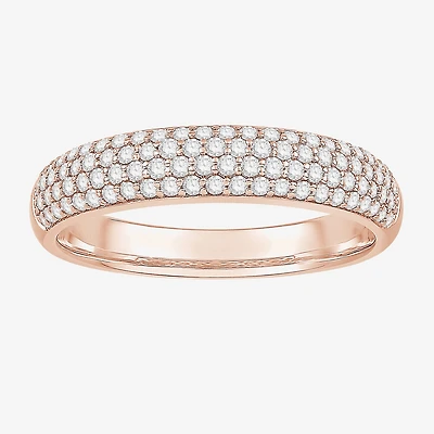 Micro Pave Womens 4MM 1/ CT. T.W. Natural White Diamond 10K Gold Anniversary Wedding Band