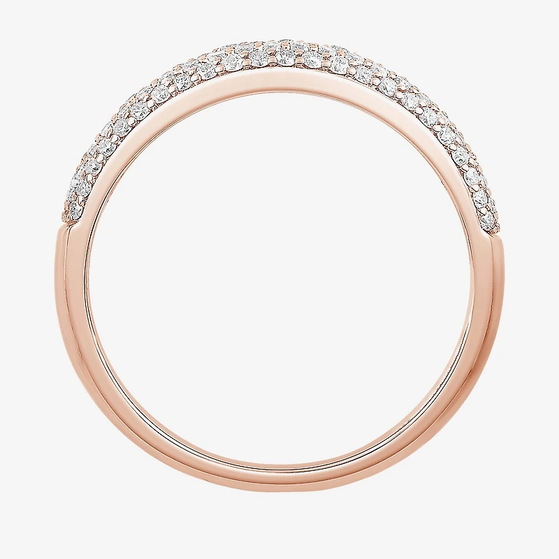Micro Pave Womens 4MM 1/ CT. T.W. Natural White Diamond 10K Gold Anniversary Wedding Band