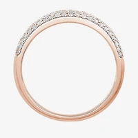 Micro Pave Womens 4MM 1/ CT. T.W. Natural White Diamond 10K Gold Anniversary Wedding Band