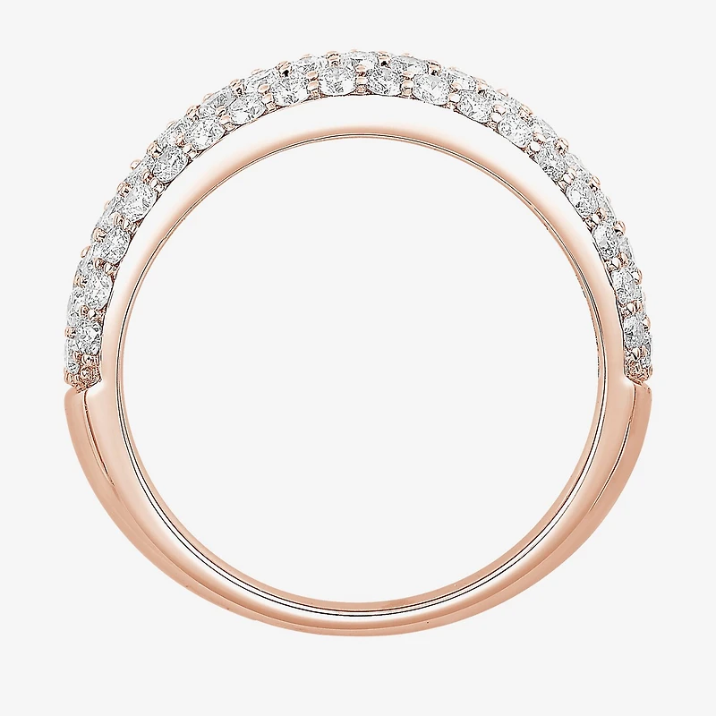 Micro Pave Womens 5.5MM 1 1/2 CT. T.W. Natural White Diamond 10K Gold Anniversary Wedding Band