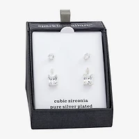 Sparkle Allure Womens Cubic Zirconia 2 Pair Earring Set