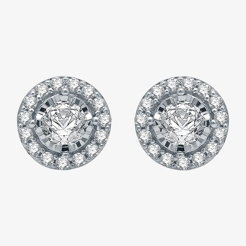5/8 CT. T.W. Natural White Diamond 10K Gold 8mm Round Stud Earrings