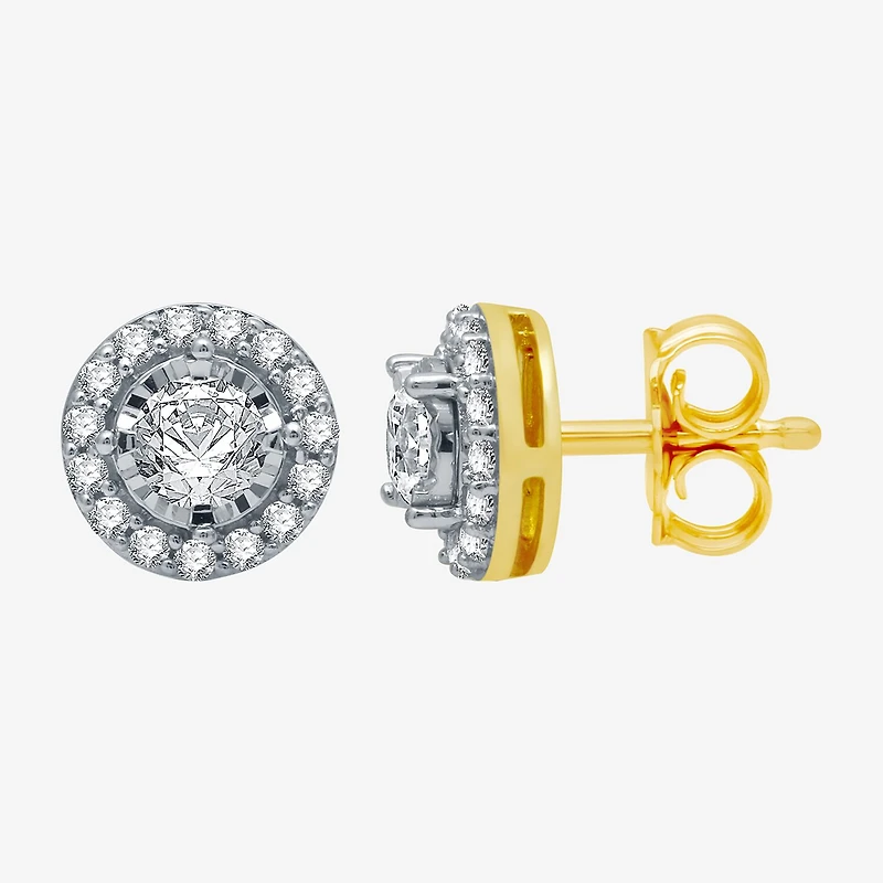 5/8 CT. T.W. Natural White Diamond 10K Gold 8mm Round Stud Earrings