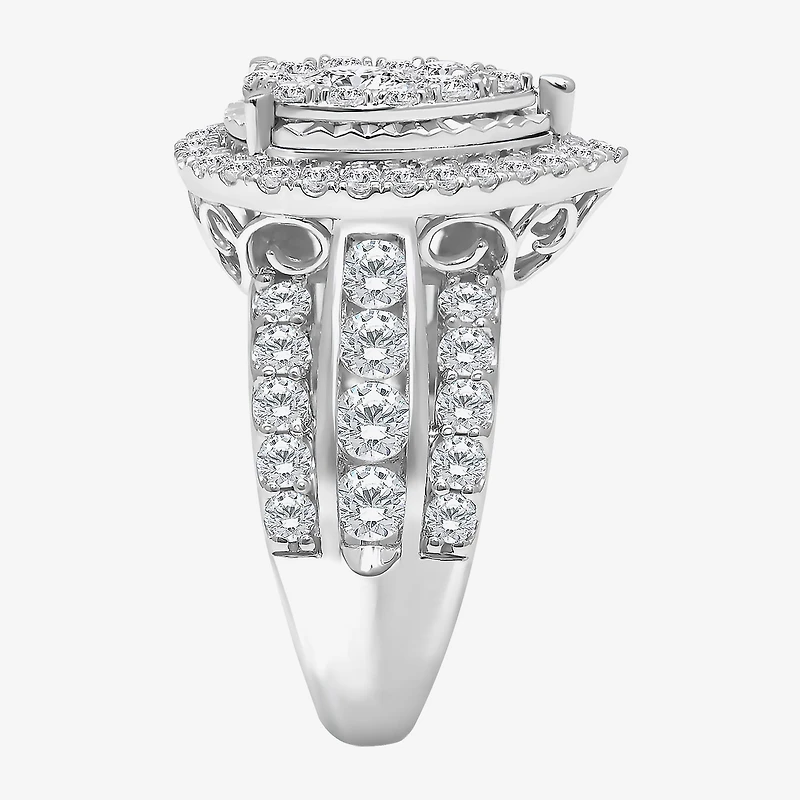 (I / I1) Womens 3 CT. T.W. Lab Grown White Diamond 10K or 14K Gold Pear Halo Engagement Ring