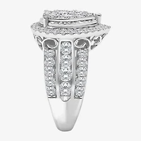 (I / I1) Womens 3 CT. T.W. Lab Grown White Diamond 10K or 14K Gold Pear Halo Engagement Ring