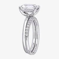Womens Lab Created White Sapphire 10K Gold Solitaire Bridal Set