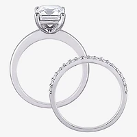 Womens Lab Created White Sapphire 10K Gold Solitaire Bridal Set