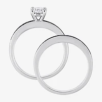 Womens 1/5 CT. Natural Black Diamond Sterling Silver Round Side Stone Bridal Set