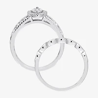 Womens 1/5 CT. Natural White Diamond Sterling Silver Marquise Bridal Set