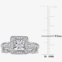 Womens 1/5 CT. Natural White Diamond Sterling Silver Bridal Set
