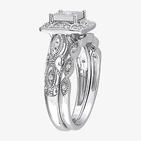 Womens 1/5 CT. Natural White Diamond Sterling Silver Bridal Set