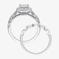 Womens 1/5 CT. Natural White Diamond Sterling Silver Bridal Set