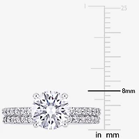 Womens Lab Created White Sapphire 10K Gold Round Side Stone Bridal Set