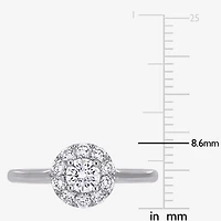 (D-E / Vs1) Womens 3/4 CT. T.W. Lab Grown White Diamond 14K Gold Round Halo Engagement Ring