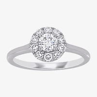 (D-E / Vs1) Womens 3/4 CT. T.W. Lab Grown White Diamond 14K Gold Round Halo Engagement Ring