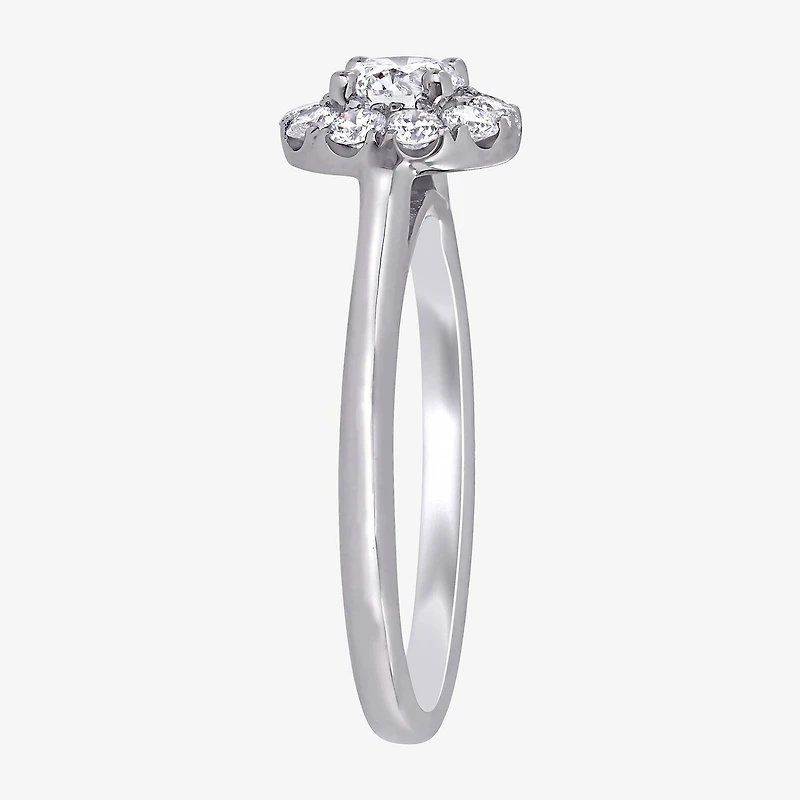 (D-E / Vs1) Womens 3/4 CT. T.W. Lab Grown White Diamond 14K Gold Round Halo Engagement Ring