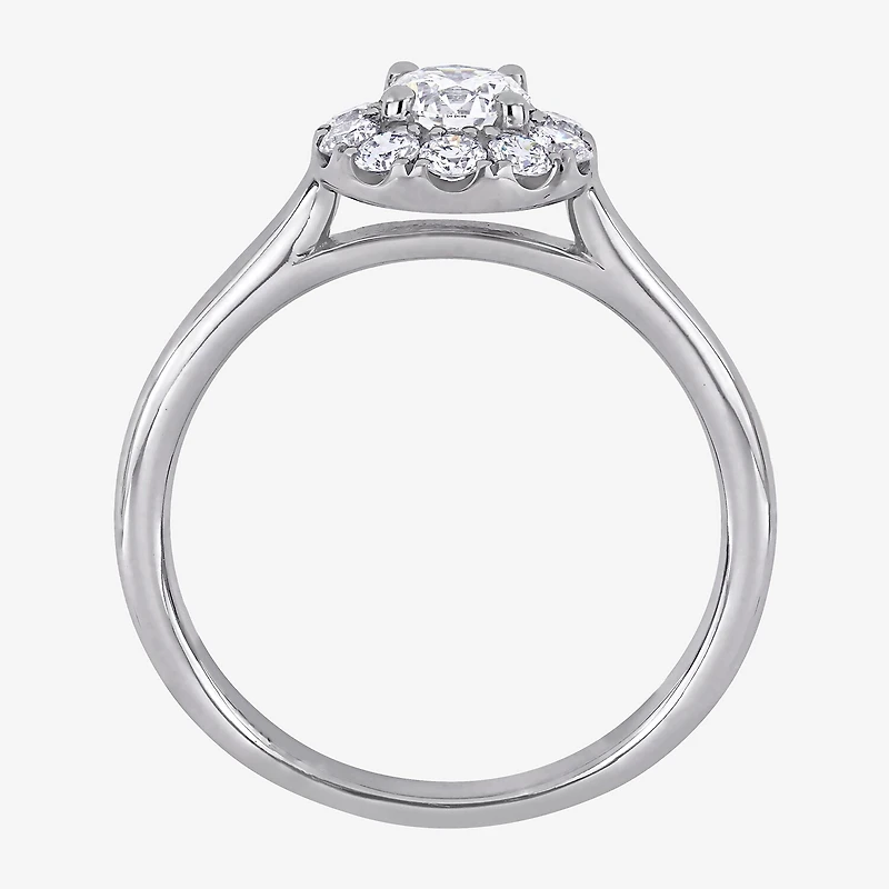 (D-E / Vs1) Womens 3/4 CT. T.W. Lab Grown White Diamond 14K Gold Round Halo Engagement Ring