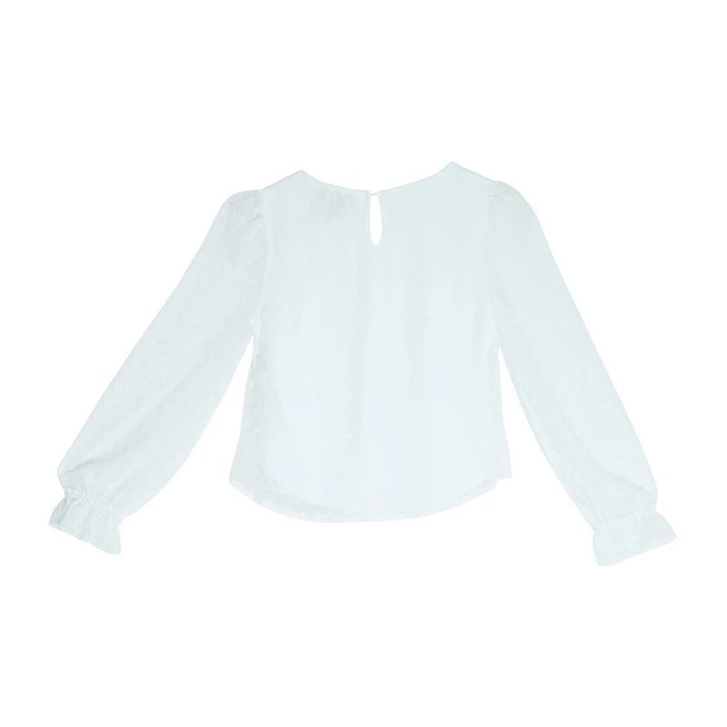 Byer California Little & Big Kid Girls Keyhole Neck Long Sleeve Blouse